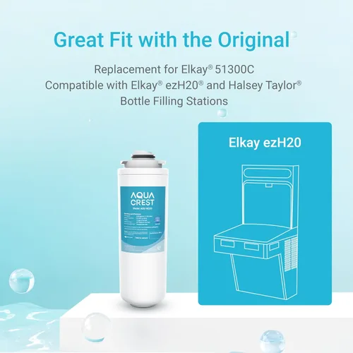 Miniatura 2 de AQUA CREST Filtro de agua de repuesto 51300C para Elkay® 51300C, [SIN CHIP] Compatible con estaciones de llenado de botellas Elkay® ezH20® y Halsey
