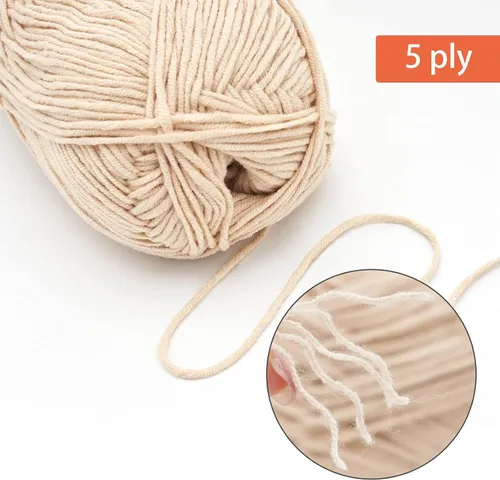 Miniatura 3 de NICEEC Hilo de algodón suave de 3 madejas, 5 capas, mezcla de algodón, suave y resistente, hilo para ganchillo y tejido, manualidades de bricolaje