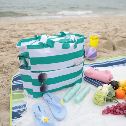 Miniatura 9 de Bolsa de playa y piscina para mujer, grande, bolsa de gimnasio con compartimento húmedo para viajes, impermeable