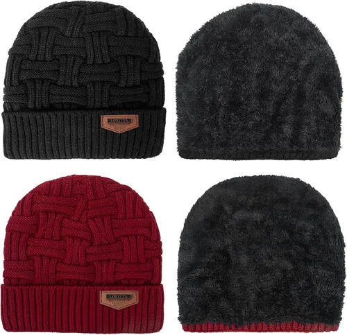 Miniatura 17 de Loritta Gorro de invierno cálido de punto grueso y holgado para hombre