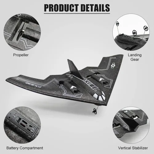 Miniatura 2 de fisca Avión RC Control remoto B-2 Spirit Stealth Bomber Avión, 2.4Ghz 2CH espuma Drone listo para volar juguete para niños y adultos