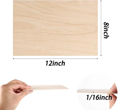 Miniatura 2 de Madera sin terminar, paquete de 8 hojas de tilo para manualidades, tablero de madera para casa, avión, barco, artes y manualidades, proyectos