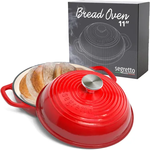 Miniatura 6 de Molde para pan de hierro fundido esmaltado con tapa, 11" Nero (Negro) Horno para pan de hierro fundido para masa madre, Horno holandés para pan