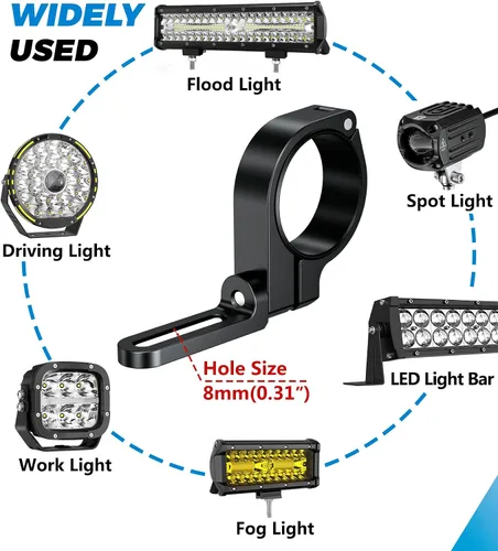 Miniatura 7 de VAZESWIN Soporte de Barra de Luz para UTV, Soporte de Montaje de LED de Aleación de Aluminio Resistente, Abrazadera de Barra Antivuelco UTV