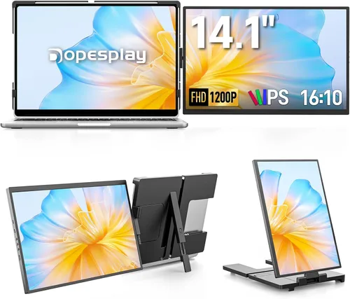 Extensor de pantalla para laptop, monitor portátil externo FHD 1200P IPS de 14 pulgadas para laptop, monitor de pantalla dual Plug & Play para