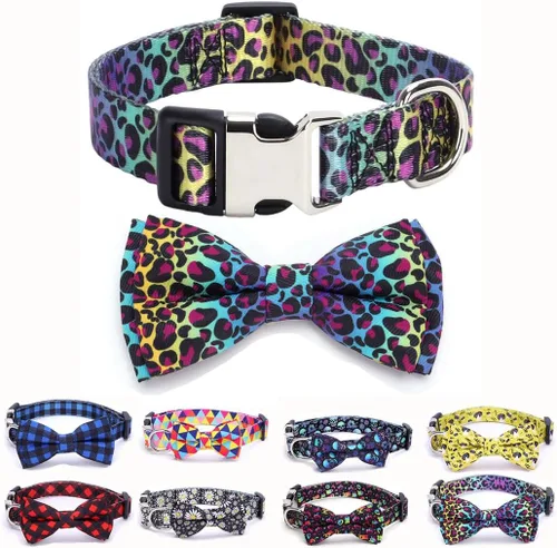 Miniatura 13 de Lindo collar para perros XS, pequeños, medianos y grandes, collar de nailon suave para mascotas, con estampado 3D multicolor, collares ajustables 5