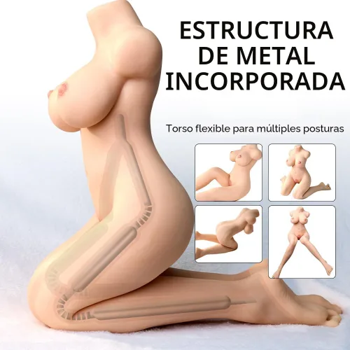 Miniatura 4 de Muñeca sexual realista de 13.22 libras con pierna, masturbador masculino con coño de pecho relleno de gel, muñecas sólidas de TPE para sexo, muñeca