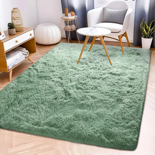Miniatura 78 de Awaytail Alfombra Esponjosa Lavable 2x3 Pies, Pura Negra Alfombra para Silla de Escritorio Antideslizante, Alfombra Supersuave para Niños