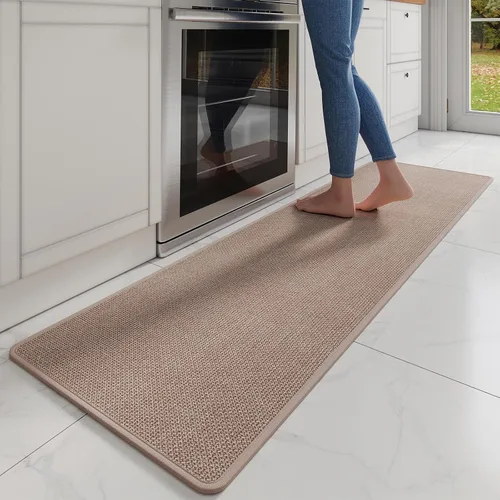 Miniatura 39 de YDKGL Tapetes de cocina para piso, alfombras de cocina súper absorbentes, antideslizantes, lavables, de lino sintético suave trenzado, alfombra
