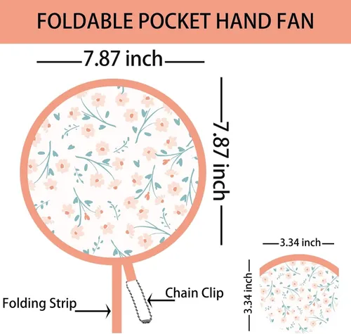 Miniatura 2 de 4 abanicos de mano plegables de pintura floral rosa, ventiladores compactos para mujeres, ventilador de mano plegable para conciertos, viajes