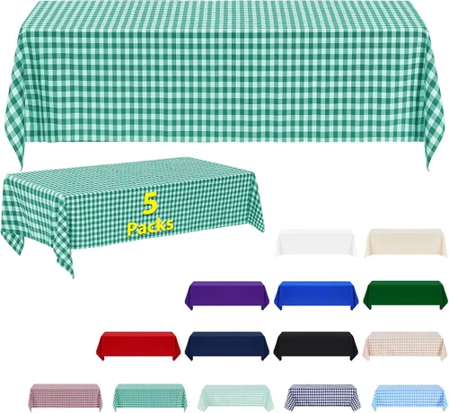Miniatura 63 de ABCCANOPY Paquete de 3 manteles rectangulares de poliéster de 60 x 84 pulgadas, para interiores y exteriores, resistentes a las manchas, lavable