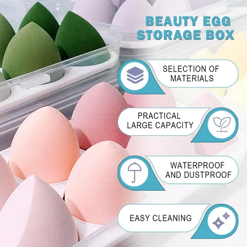 Miniatura 3 de Caja de almacenamiento de huevos de belleza con 8 ranuras para recoger huevos de belleza, contenedor de almacenamiento de huevos, portador de huevos