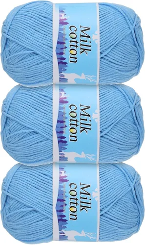 Miniatura 16 de Hilo de algodón, 60 % algodón y 40 % fibras acrílicas, hilo suave para tejer a mano, para manualidades, manualidades, proyectos de tejer, decoración