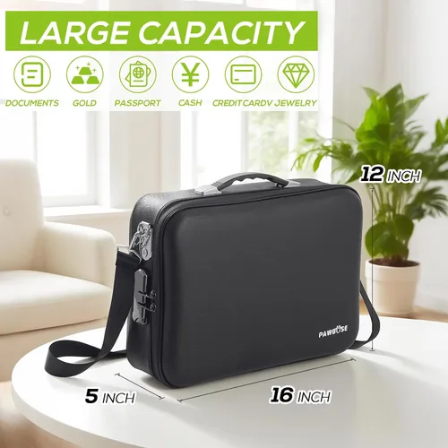 Miniatura 5 de PAWBOSE Caja de Seguridad para Documentos Ignífuga para el Hogar con Bloqueo de Combinación, Caja Rígida Ignífuga y Resistente al Agua de 16x12x5