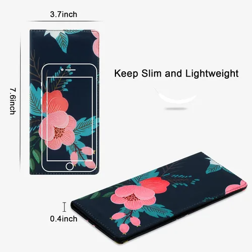 Miniatura 10 de HUA ANGEL Billetera para mujer, ultra delgada y delgada, con bloqueo RFID, tarjetero de crédito, doble embrague, carteras largas, regalo para A-ámbar