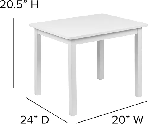 Miniatura 7 de Flash Furniture Kyndl - Juego de mesa y silla de madera maciza para niños, sala de juegos, dormitorio, cocina, juego de 3 piezas, color blanco