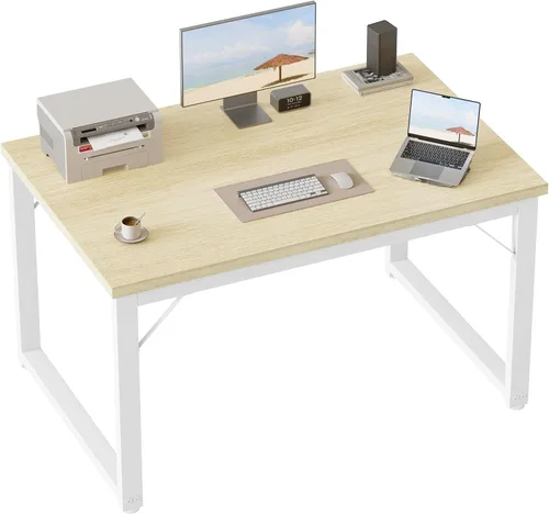 Mericonia Escritorio para computadora de 40 pulgadas, escritorio ejecutivo moderno y grueso, mesa de escritura simple resistente para el hogar, roble
