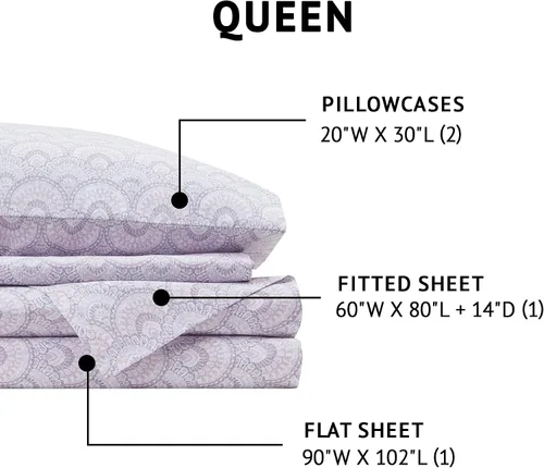 Miniatura 97 de Comfort Spaces Sábanas 100% algodón tamaño King, transpirables, naturalmente frescas, sábanas de algodón suave con bolsillo elástico de 14 pulgadas