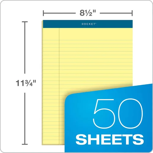 Miniatura 2 de TOPS Docket - Tableta de escritura, 8-1/2 x 11-3/4 pulgadas, perforada, canaria, regla legal/ancha, 50 hojas por bloc, 6 almohadillas por paquete