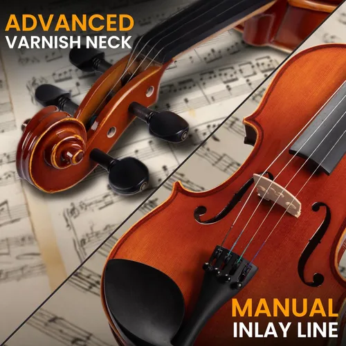 Miniatura 5 de Pyle Violín acústico 4/4 de tamaño completo para principiantes – Juego completo de violines con estuche rígido, arco, cuerdas extra, colofonia, kit