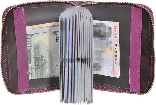 Miniatura 3 de Easyoulife - Billetera de piel con cierre y tarjetero para mujer, con bloqueo de interferencia de radiofrecuencia (RFID), Minimalista, M