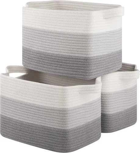 OIASKET Cesta de almacenamiento para organizar, cestas tejidas para almacenamiento, cestas decorativas rectangulares para shleves, armario,