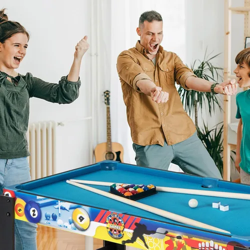 Miniatura 6 de Giantex Mesa de juego múltiple 12 en 1, mesas de juego combinadas de 48 pulgadas con futbolín, hockey, ping pong, piscina, ajedrez, bolos, damas