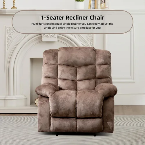 Miniatura 6 de CANMOV Silla reclinable manual, sofá reclinable individual con respaldo y reposabrazos sobrerelleno para sala de estar, muebles de dormitorio