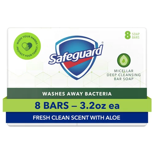 Miniatura 15 de Safeguard Jabón en Barra Micelar de Limpieza Profunda para Baño, elimina el 99 por ciento de las bacterias, deja la piel suave, aroma fresco