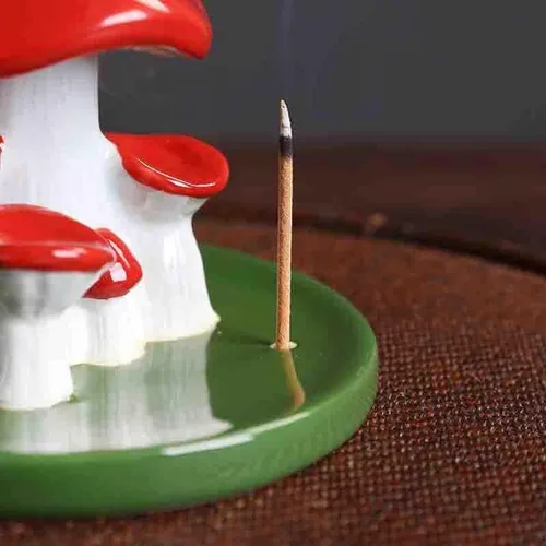 Miniatura 5 de Quemador de incienso de cerámica de reflujo para decoración del hogar, quemador de incienso de hongos creativos, sándalo, aromaterapia, incensario