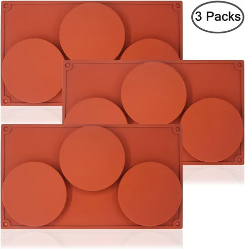 Miniatura 3 de SourceTon Molde redondo grande de silicona para tartas de 3 cavidades, paquete de 3 moldes antiadherentes para hornear, pasteles, dulces, jabón