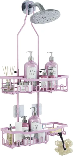 Miniatura 9 de Organizador de ducha mejorado de longitud extendida con ganchos, soporte para champú y jabón resistente a la oxidación, organizador de baño grande