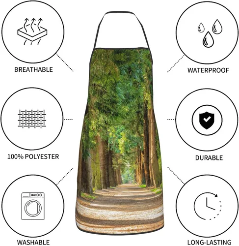 Miniatura 6 de Delantal fresco del bosque, delantales de cocina para hombres y mujeres, delantal de cocina delantal de chef delantal de jardín ajustable con 2