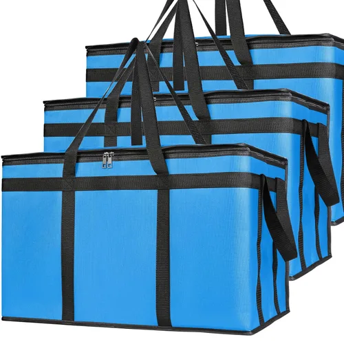 Miniatura 10 de Bodaon Paquete de 3 bolsas aisladas para entrega de alimentos, bolsas enfriadoras de pizza XXXL, bolsa de entrega de viaje compartido, soporte
