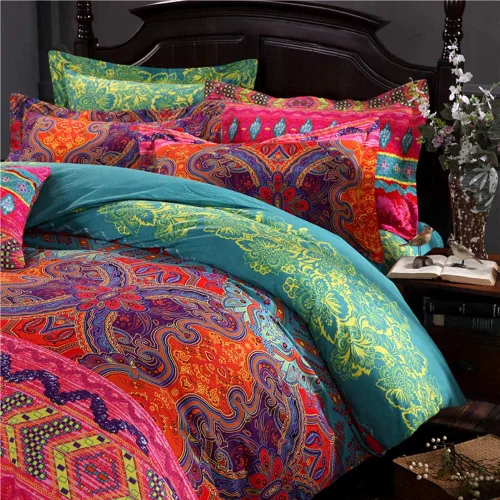 Miniatura 2 de Omelas - Juego de funda de edredón bohemio tamaño Queen, ropa de cama floral boho colorida, edredón súper suave de microfibra, funda de edredón