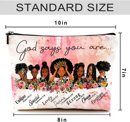Miniatura 6 de Pequeña bolsa de maquillaje para monedero, bonita lona impermeable, bolsas de cosméticos para mujeres, con cremallera, bolsa de aseo de viaje