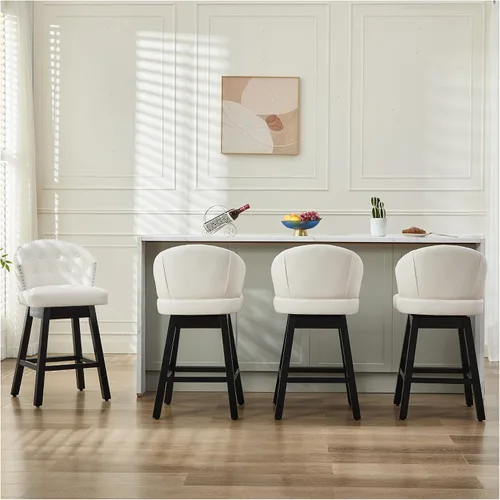 Miniatura 13 de Juego de 2 taburetes de bar giratorios de 29 pulgadas, taburetes de bar tapizados con respaldo, sillas modernas de altura de mostrador para isla