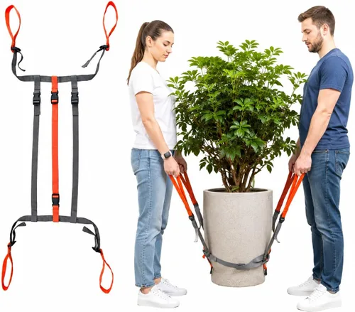 Plant Pot Moving Straps, Adjustable Garden Planter Lifting Strap for Heavy Flower Pots, Trees, Rocks and Landscaping Objects, 9-18 Inch Diameter,