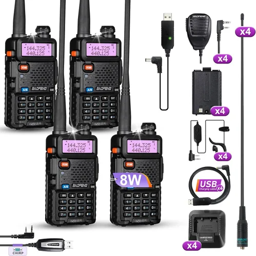 Miniatura 10 de BAOFENG 5RM GMRS - Radio de mano, UV-5G Plus (4 baterías de 2500 mAh), radio bidireccional de 5 W de largo alcance multibanda con 999 canales