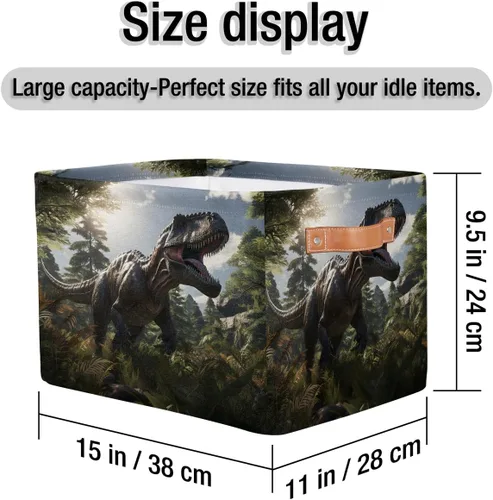 Miniatura 4 de AUUXVA Ombra Cesta de almacenamiento gigante de dinosaurios jurásicos caja de almacenamiento de lona duradera plegable cesta de juguetes organizador