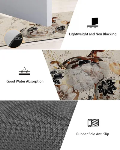 Miniatura 2 de Tapete de baño de otoño para bañera, tapete antideslizante de secado rápido y absorbente, tierra de diatomeas, cocina, ducha, fregadero, lavable