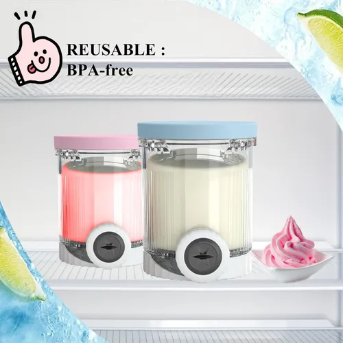 Miniatura 5 de Paquete de 4 pintas CREAMi y tapas de silicona para Ninja NC700 NC701 Series, compatible con helados Ninja Swirl y máquinas de servir helados