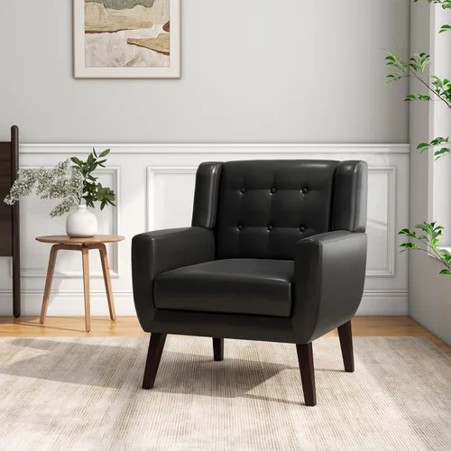 Miniatura 21 de Silla decorativa, sillas de tela moderna de mediados de siglo con brazos para sala de estar, cómodo sillón tapizado para dormitorio, sala de espera