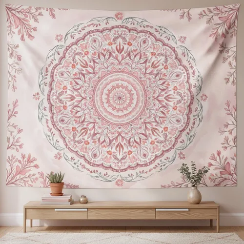 Miniatura 18 de Accnicc Tapiz bohemio con mandala floral para dormitorio, tapiz de pared con flores bohemias, pequeño, acuarela, azul, blanco, hippie, indio