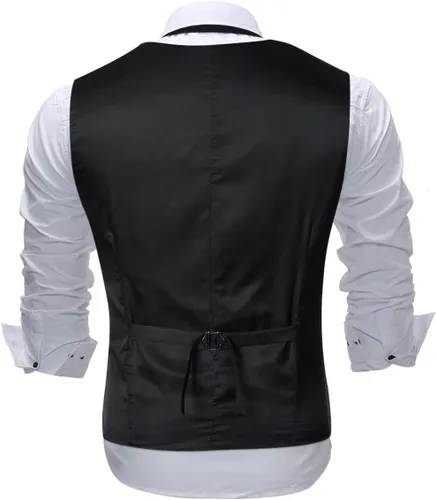 Miniatura 3 de Cloudstyle Chaleco de vestir con estampado para hombre, ajustado, chaleco formal con botones