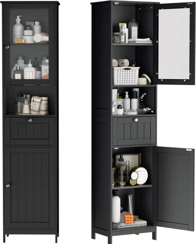 INTERGREAT 67" Tall Bathroom Cabinet, Storage Cabinet with 2 Doors & 1 Drawer, Bathroom Storage Cabinets with Adjustable Shelves, for Living Room,