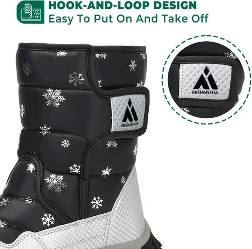 Miniatura 4 de Mishansha - Botas de nieve para niñas, niños niños pequeños niños grandes invierno, cálidas, impermeables, antideslizantes, anti colisión, corte