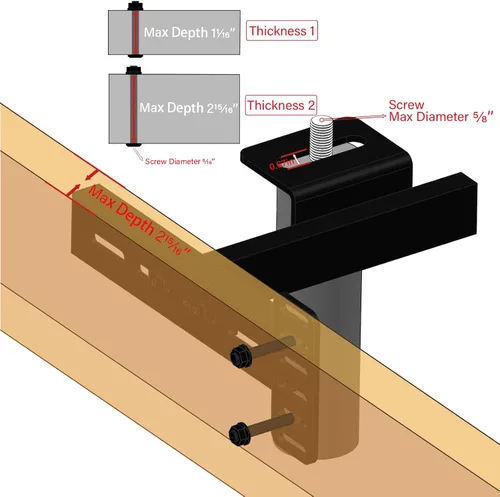 Miniatura 2 de Juego de 2 soportes de cabecera para marco de cama de metal, soportes de extensión ajustables para cabecero y estribo, se adapta a cama individual