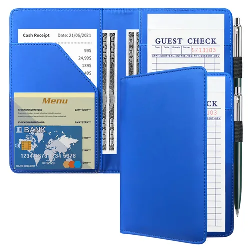 Miniatura 10 de ACdream - Libretas de servicio para camarera, libreta de anotación de comensales, lindo organizador de piel y cartera para dinero, para presentar AB
