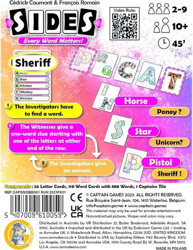 Miniatura 5 de Juego de mesa Sides - Un desafío de adivinación de palabras de sutileza y cooperación, juego de estrategia para niños y adultos, mayores de 10 años